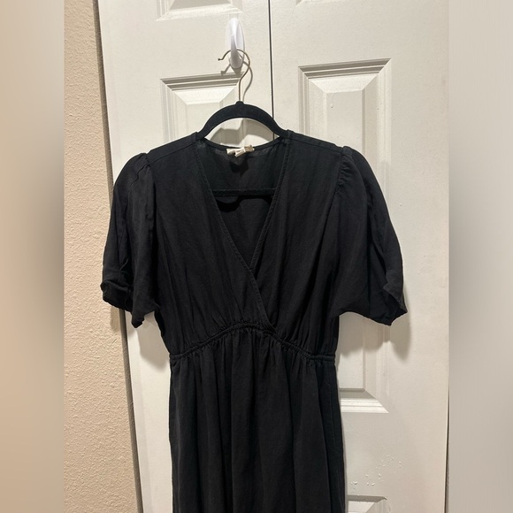 The Korner Empire Dress in Black Linen/Tencel blend Boho Lagenlook Cottagecore,M - Picture 9 of 14